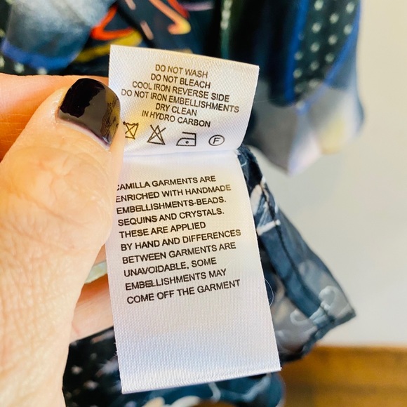 Camilla Asymmetrical Neck Tie Midnight Moon Dress - Picture 14 of 16